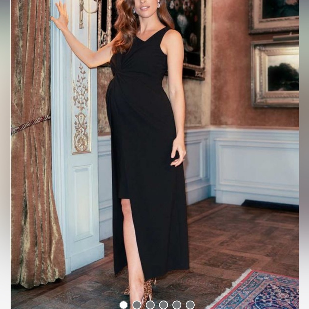 Luxe by Seraphine High-Low twist front Maternity Dress in black